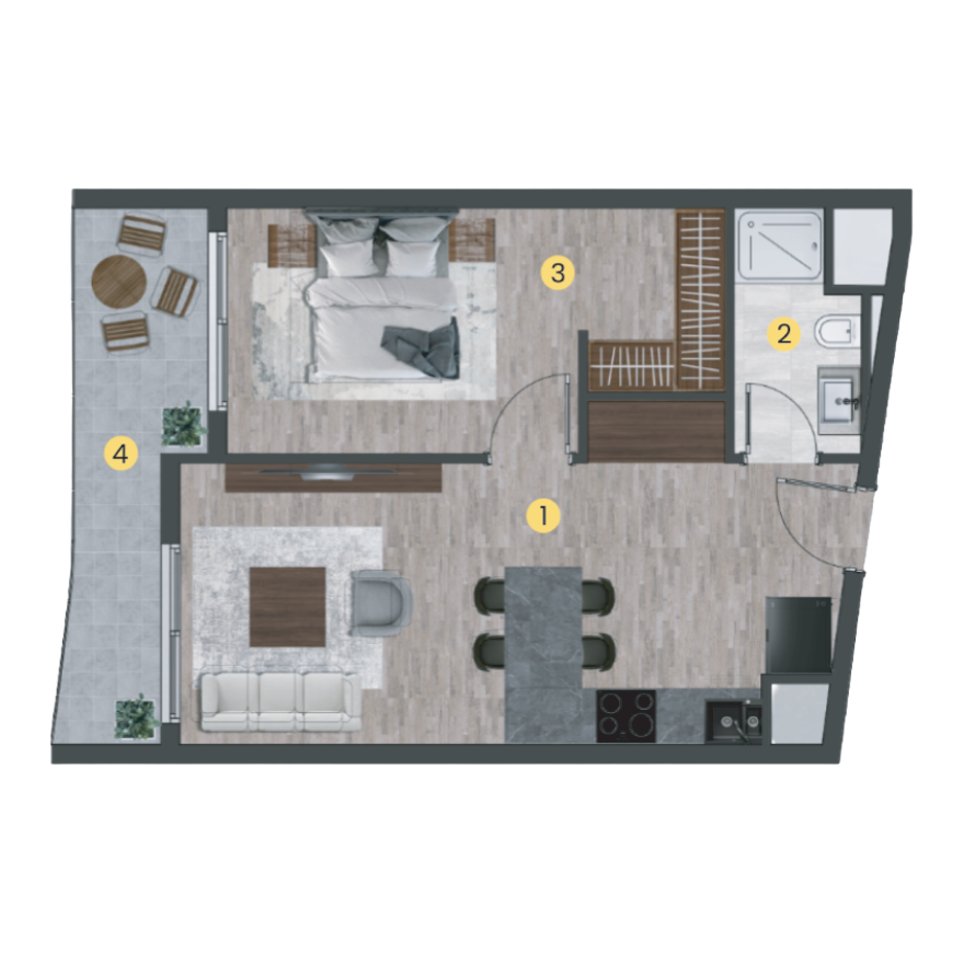Orion Towers İncek 1+1 kat planı