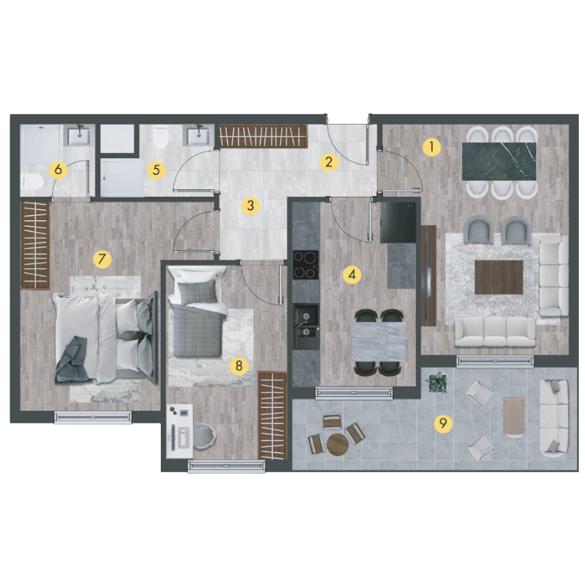 Orion Towers İncek 2+1 kat planı