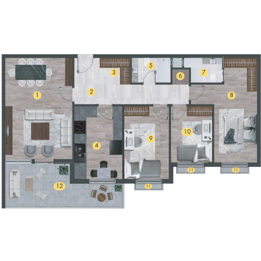 Orion Towers İncek 3+1 kat planı