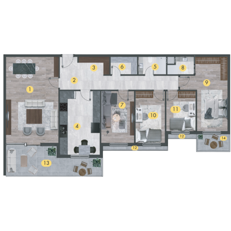 Orion Towers İncek 4+1 kat planı